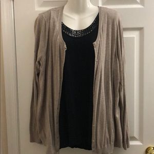 Tan Long Sleeve Button Sown Cardigan